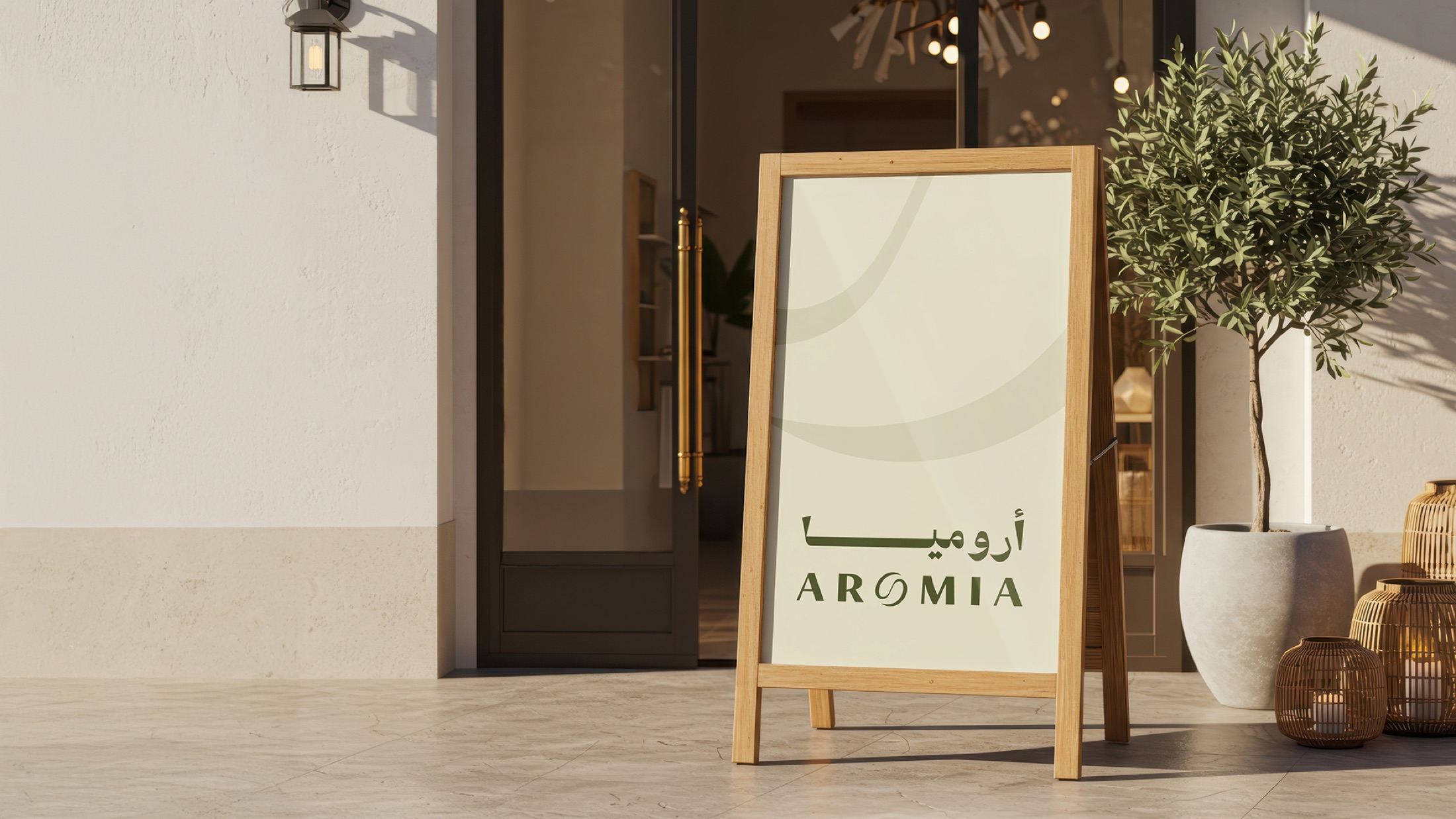 Aromia Café: entrance sign — Portfolio visual / Scarlet Royal
