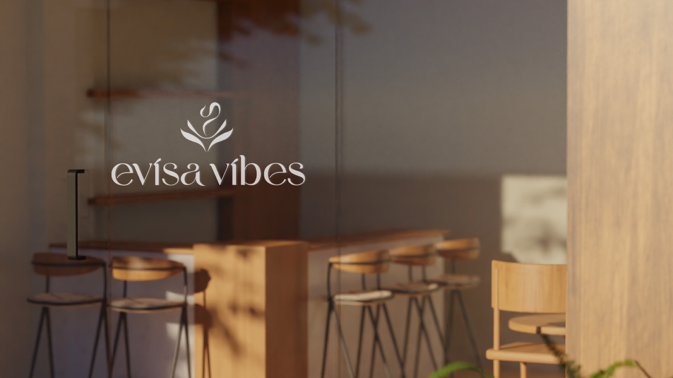 Eviza Vibes: window graphic — Portfolio visual / Scarlet Royal