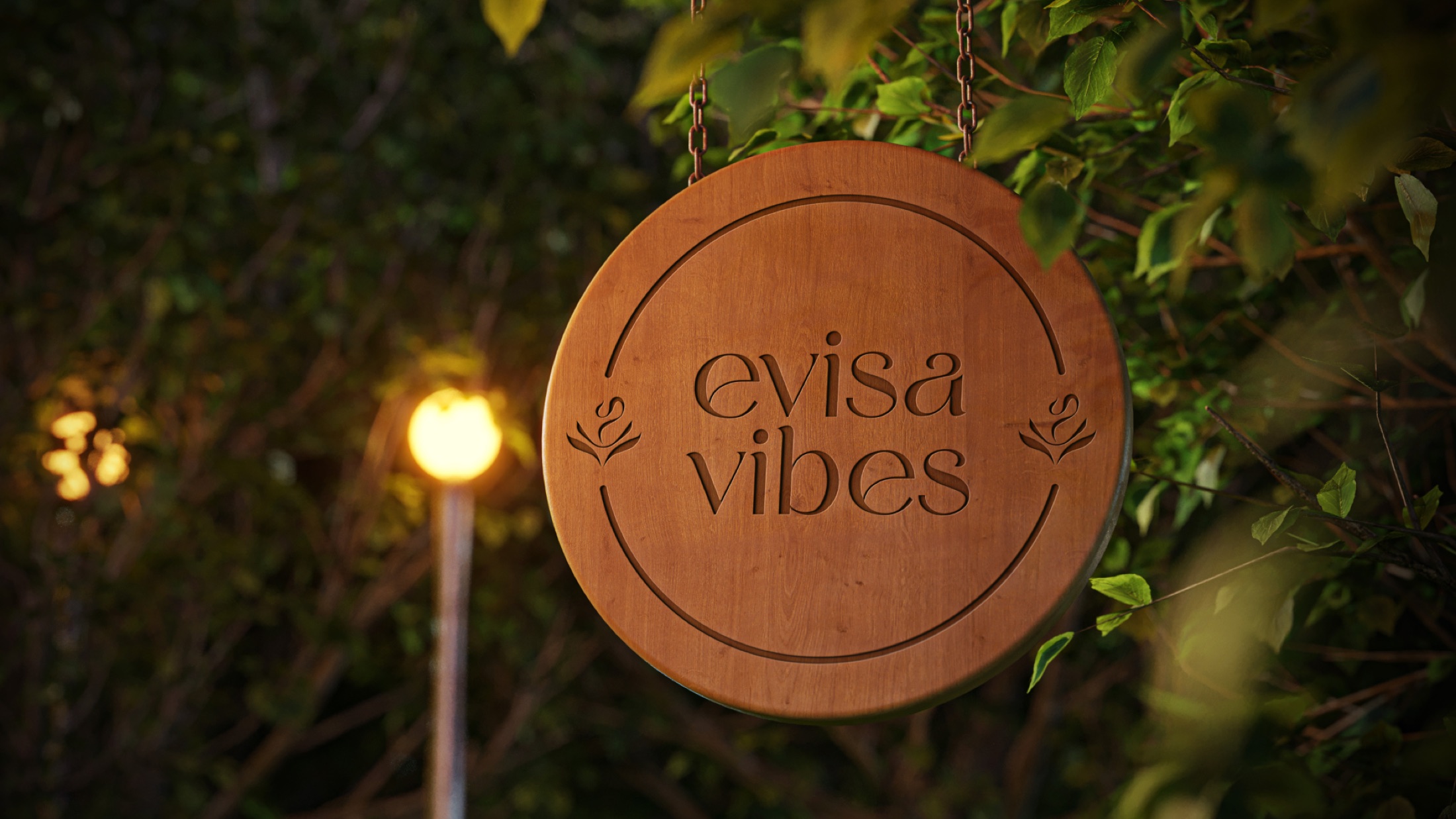 Eviza Vibes: round exterior sign — Portfolio visual / Scarlet Royal