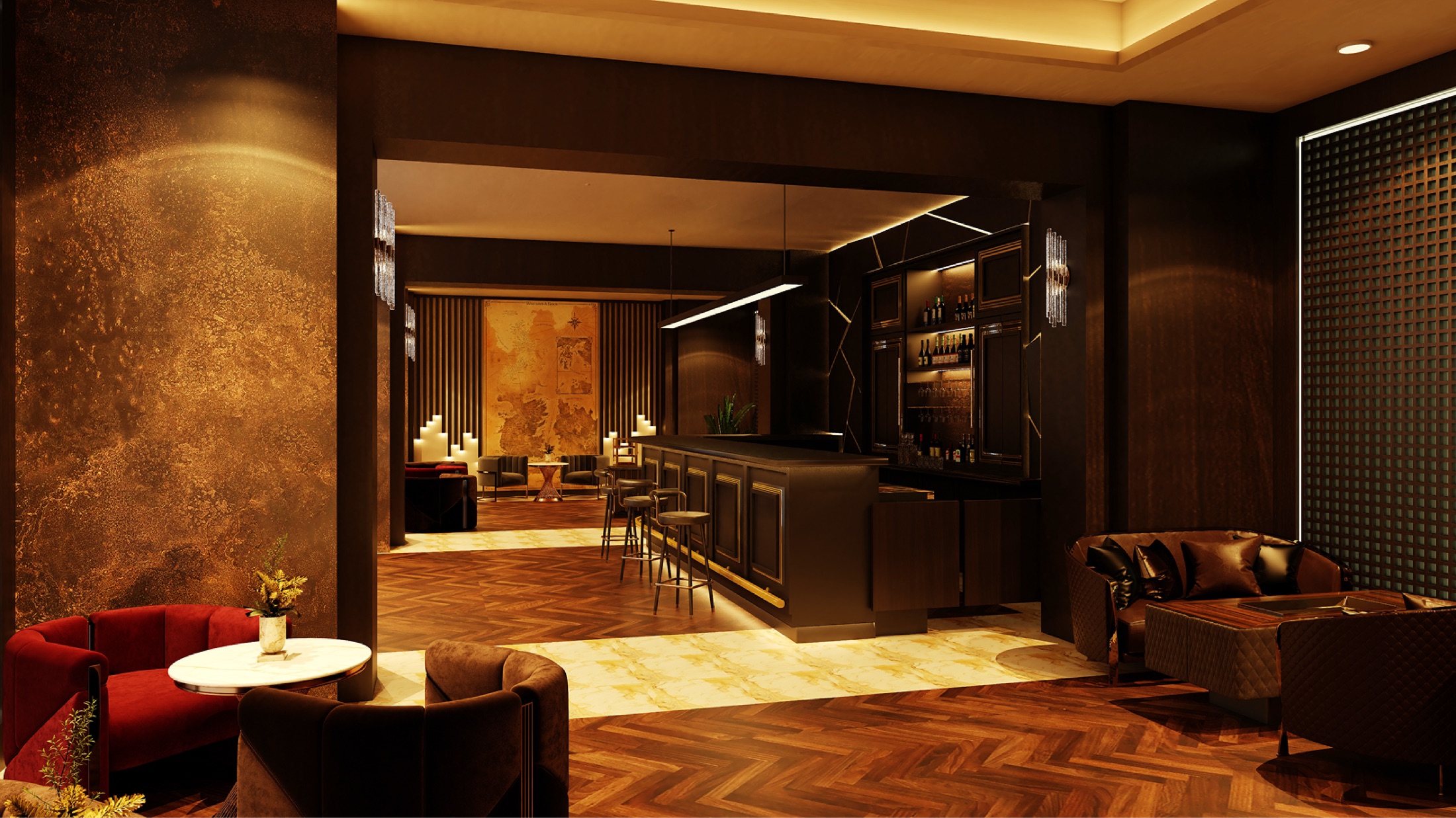 Westeros Cigar Lounge: lounge and bar — Design visualisation / Brevart UAE